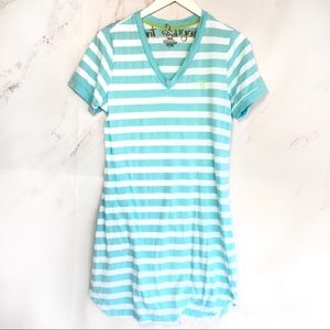 Ralph Lauren XL teal white striped tunic dress